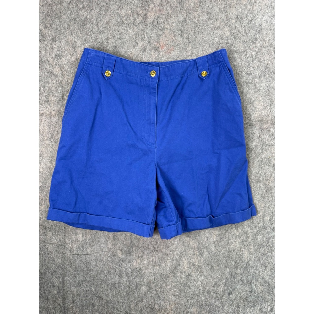 Lauren Ralph Lauren Blue Cotton Nautical Gold Button Shorts Womens 8